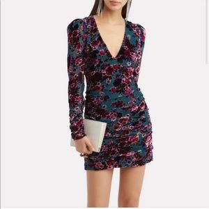 Ronny Kobo Floral Velvet Buronout Ruched miniDress